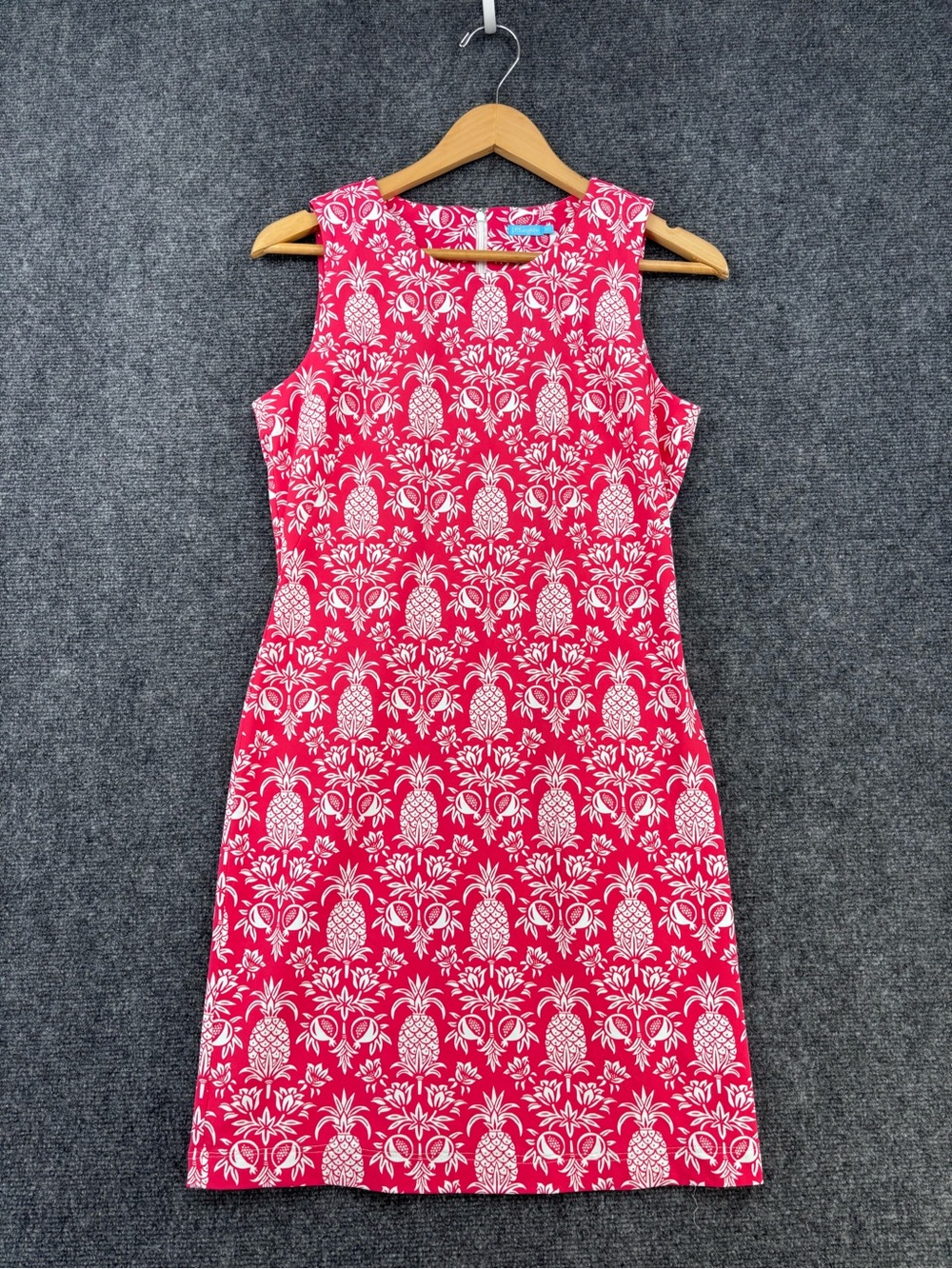 J McLaughlin Tropical Catalina Cloth Pink & White Pineapple AOP Dress Size XS